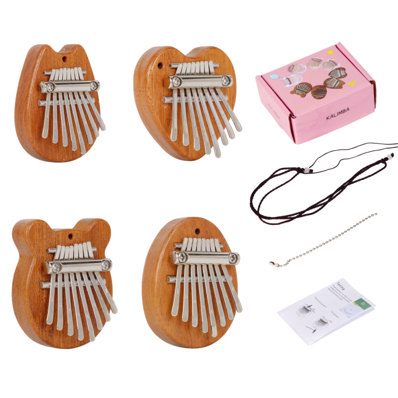 8-Tone Mini Thumb Piano Kalimba Solid Wood Portable Beginner Finger Piano Instrument Style Craft Finger Piano