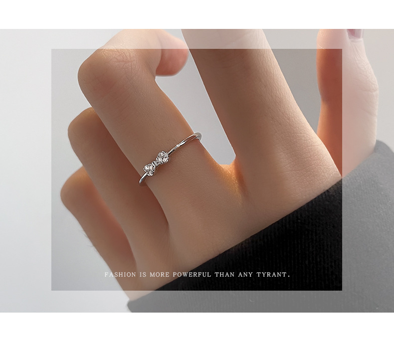 S925 Silver Bow Zircon Ring