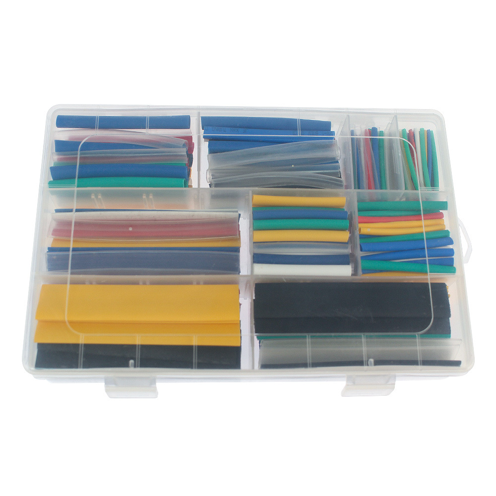 385pcs九规格七色家用彩色热缩管盒装莫兰迪色系收缩管线修复神器