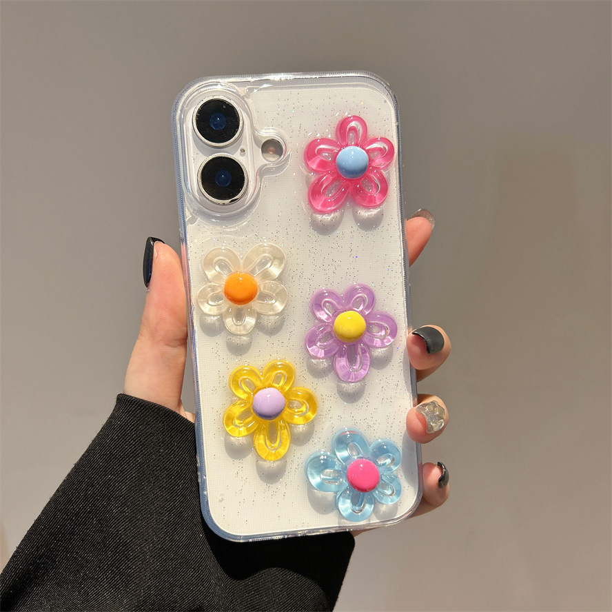 Ins Stereo Flowers Suitable for Apple 17Air Mobile Phone Case Iphone16Promax Protective Cover 14 Drops of Glue 12/8