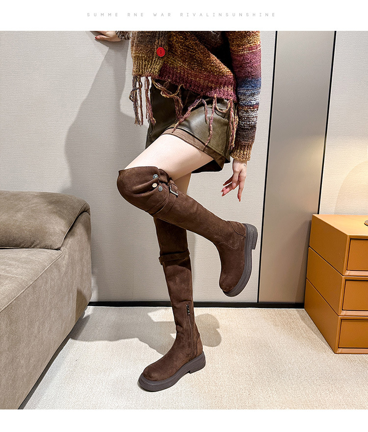 Overknee-Stiefel Damen Overknee-Stiefel Herbst/Winter Plateau Maillard Overknee-Stiefel Braune Ritterstiefel_voghion.com