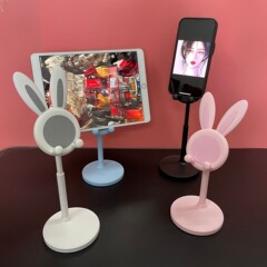 リトルウサギの携帯電話デスクトップスタンドかわいい漫画調節可能な伸縮式リフティングレイジースタンドタブレット電話ユニバーサル