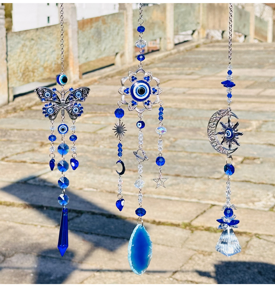 Suncatcher, Wind Chime Home Textiles & Decor Type pendant Classification 1 Piece, 3 Pieces Set Quantity Simple Style Shiny Moon Butterfly Artificial Crystal Glass Suncatcher Wind Chime Wall Art