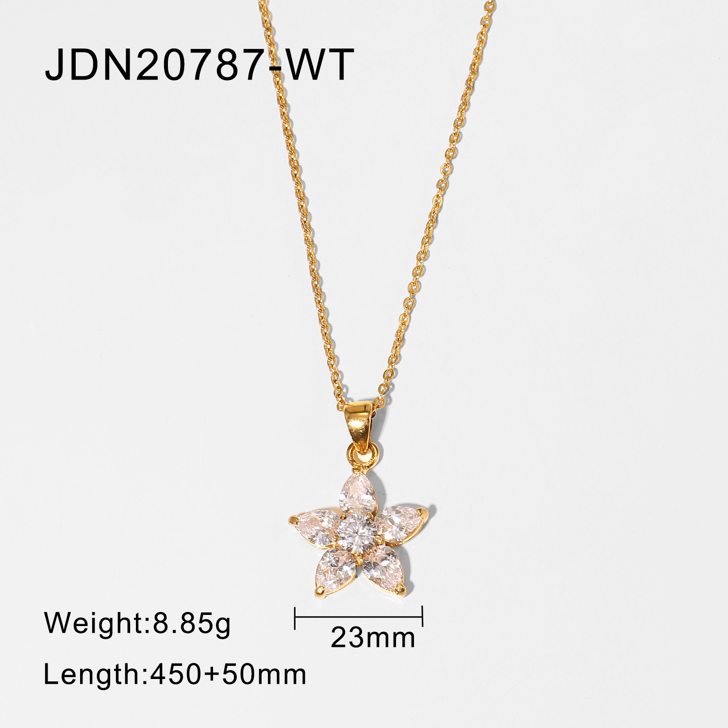 Exquisite Necklace 18k Gold Titanium Steel White Zircon Five Petal Flower Pendant Necklace display picture 5