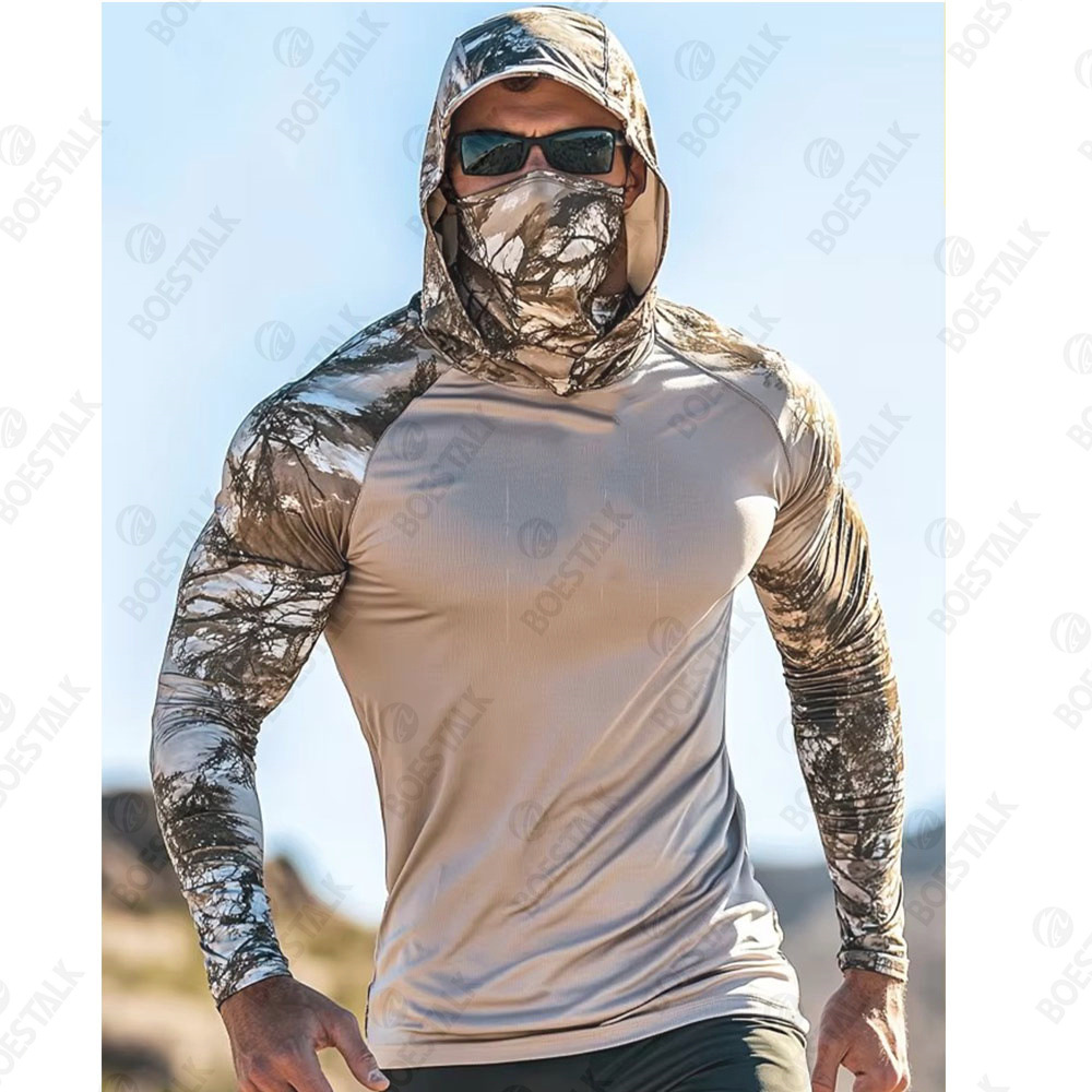 Customized Men's Sun Protection Fishing Clothing with Long Sleeves and Hooded Mask for Fishing, Sea Fishing, Boat Fishing, and Lure Fishing