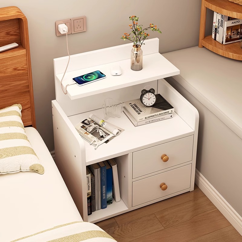 Mesa de cabecera moderna y simple estante de cabecera de cama dormitorio pequeño gabinete de almacenamiento de la cama del dormitorio principal pequeño gabinete de la cama