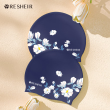 泳帽女硅胶防水不勒头长发大头围时尚印花加大号成人女士游泳帽