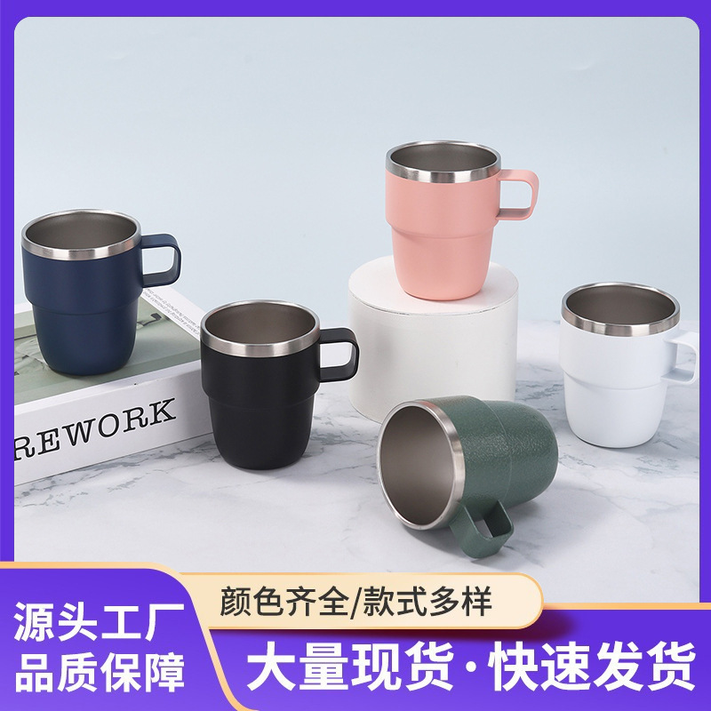 Taza de alto valor creativo de acero inoxidable 304 taza aislante de vacío de doble capa simple taza de café de oficina doméstica