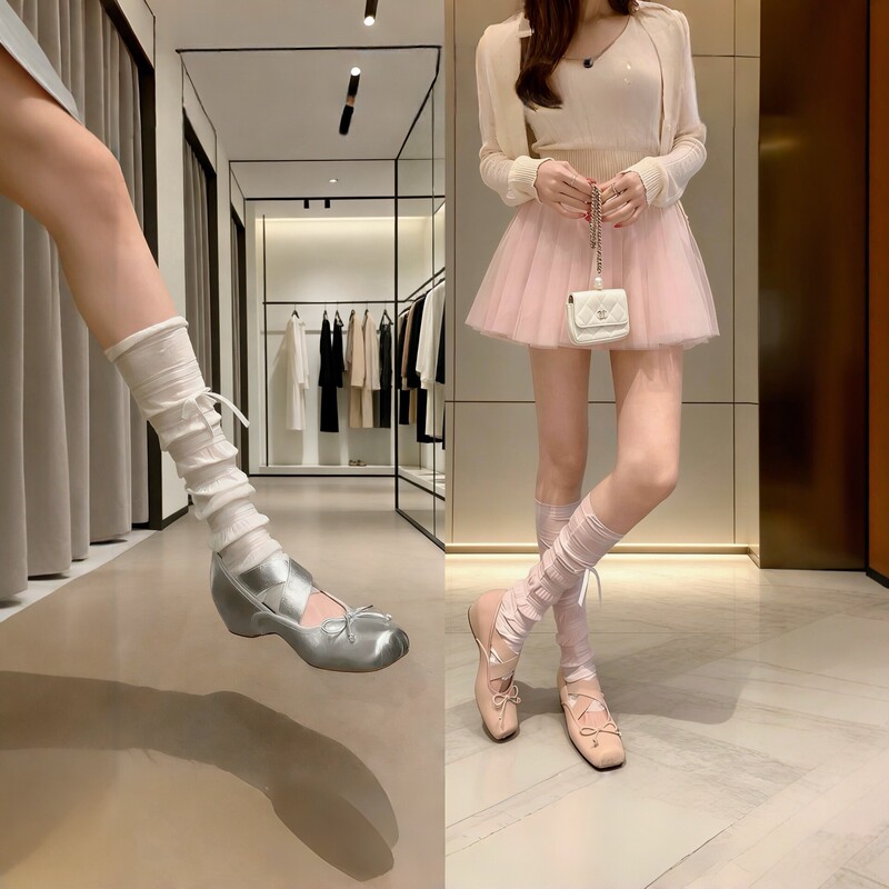Soft sheepskin ~ In stock, 5cm internal height increase, pig nose ballet shoes for women, new square toe bow Mary Jane shoes for women Soft sheepskin ~ In stock, 5cm internal height increase, pig nose ballet shoes for women, new square toe bow Mary Jane shoes for women