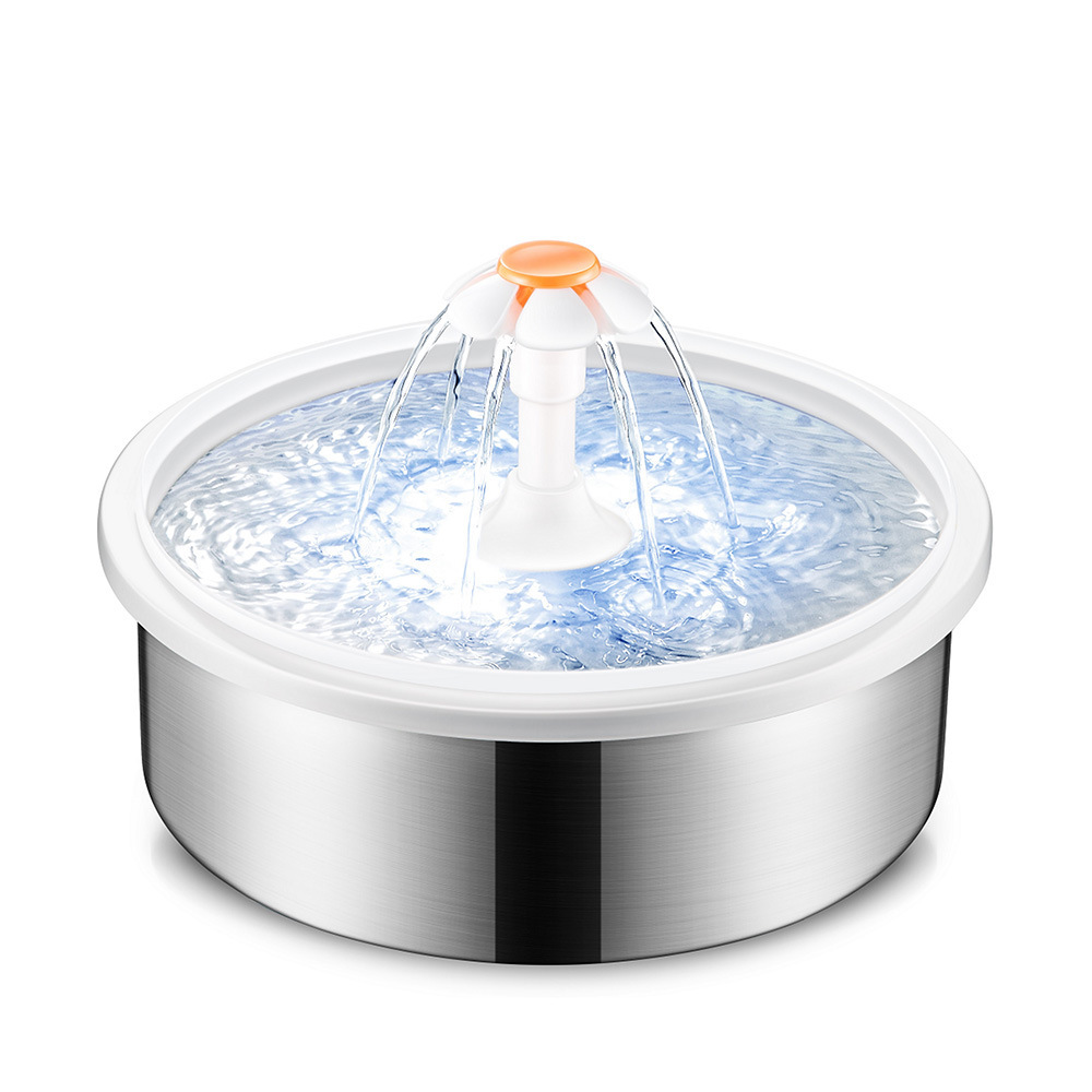 2.5L Pet Bevered Water Spout con cartucho de filtro alimentador de acero inoxidable Cat Bevered Water Spout Exclusivo transfronterizo