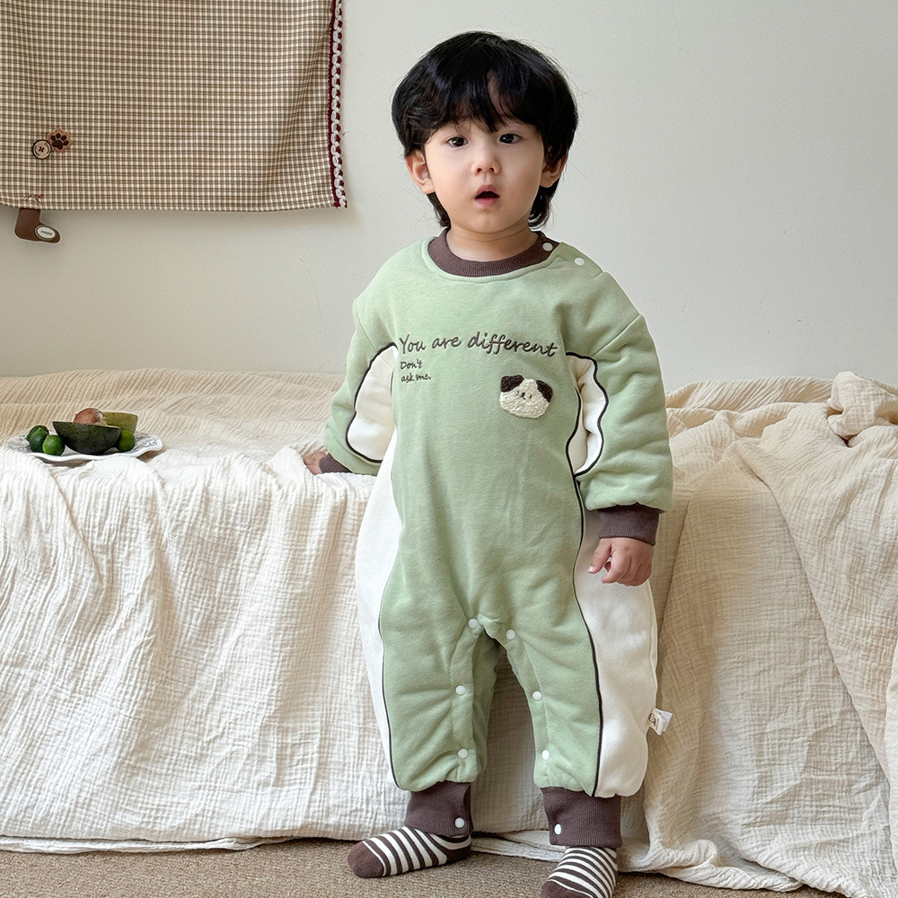 Ropa para niños coreanos, ropa para bebés, otoño e invierno, una pieza, estilo occidental, lindo, mameluco acolchado para bebés
