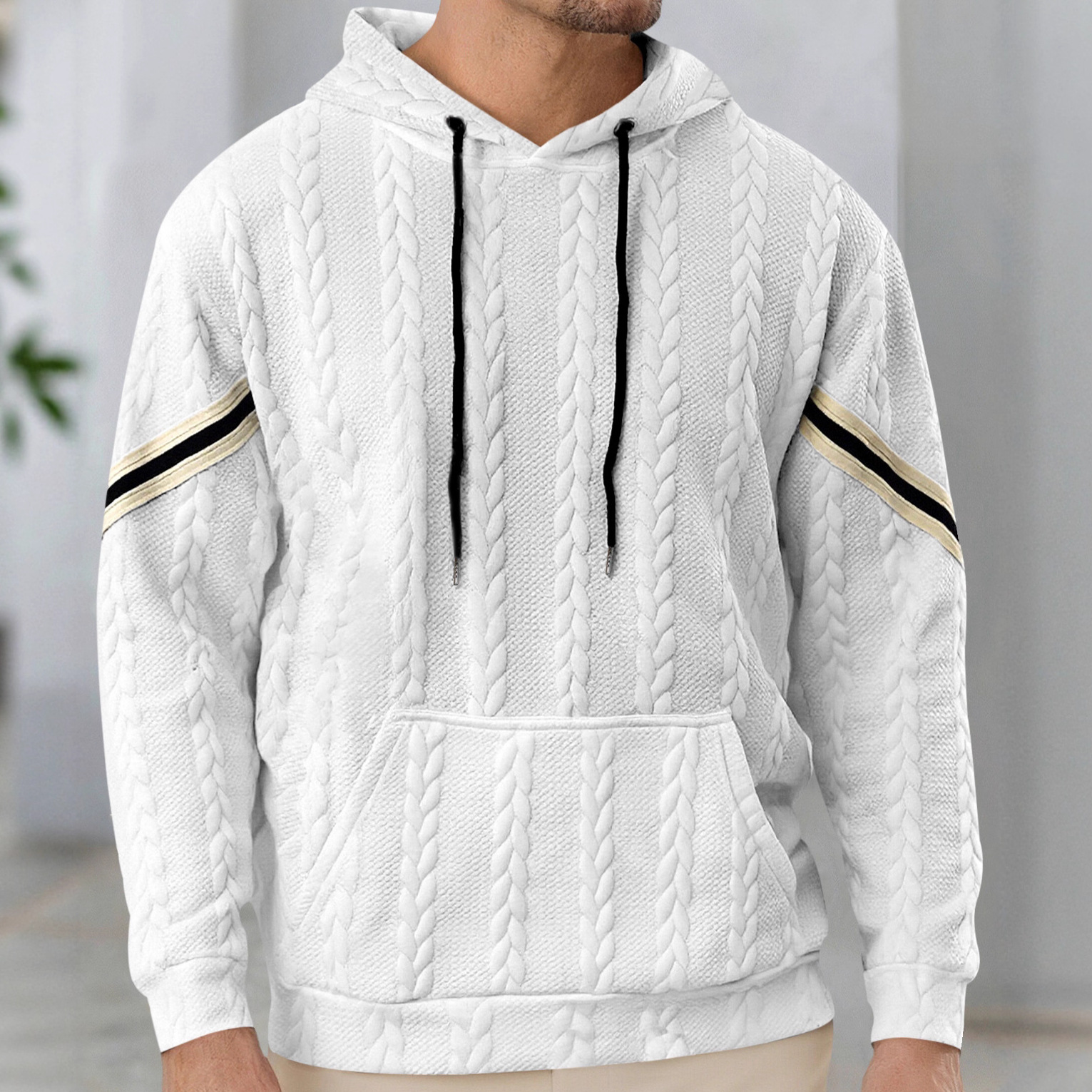 Europäisches und amerikanisches Herren-Sweatshirt mit Kapuze, leichtem Jacquard-Patchwork-Muster, trendig, lässig und sportlich_voghion.com