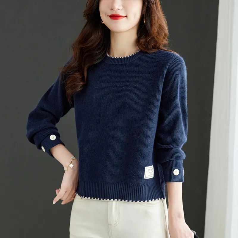 Small Short Round Neck Sweater for Women 2025 Spring, Autumn and Winter New Style High-Waisted Thickeneded Knitted Bottoming Shirt for Inner Wear and Outer Wear Small Short Round Neck Sweater for Women 2025 Spring, Autumn and Winter New Style High-Waisted Thickeneded Knitted Bottoming Shirt for Inner Wear and Outer Wear