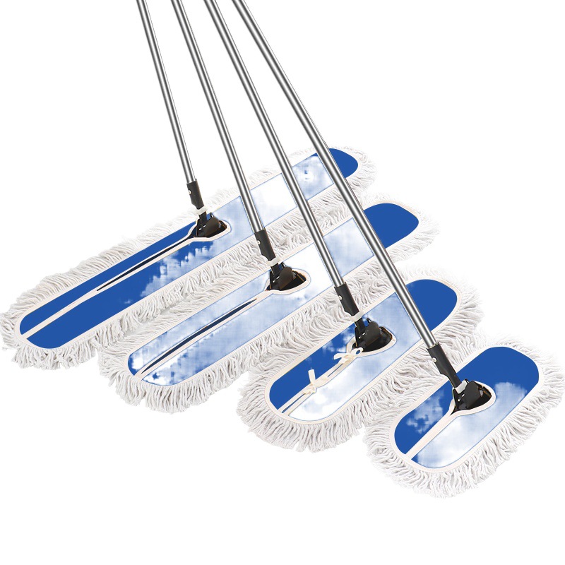 Trapeador de empuje de polvo plano de hilo de algodón, fregona grande que ahorra trabajo, limpieza comercial y comercial para el hogar, fregona de limpieza para hotel y hospital