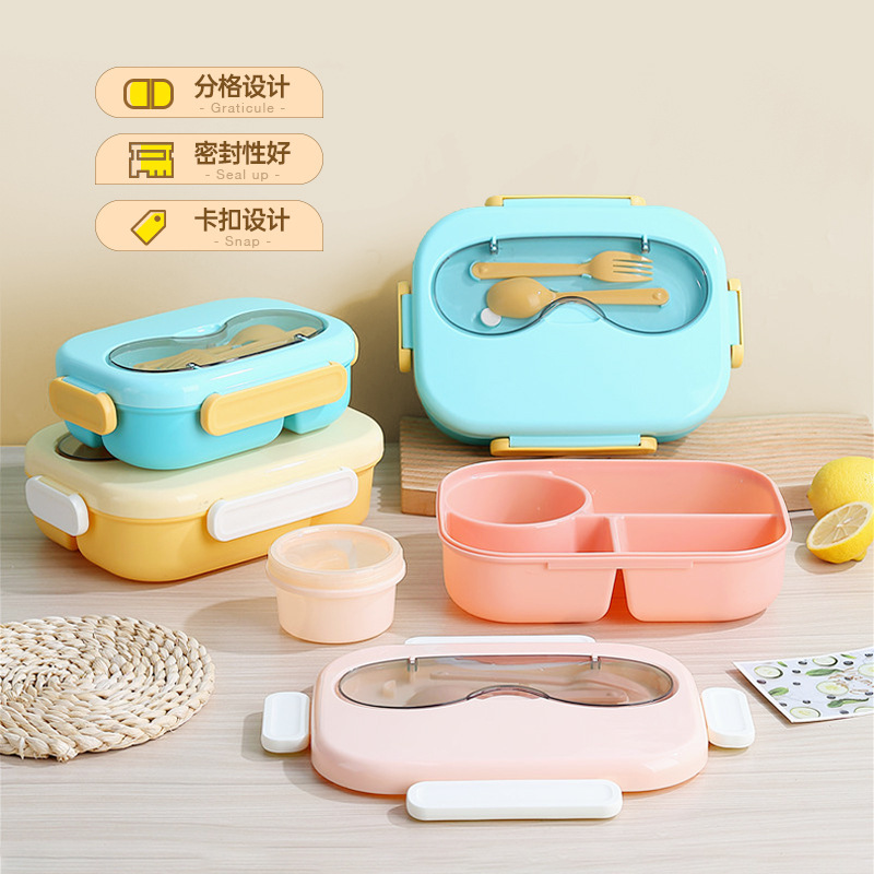 Divided small fresh lunch box with meals for office workers and students convenient snack box sealed microwave heating lunch box