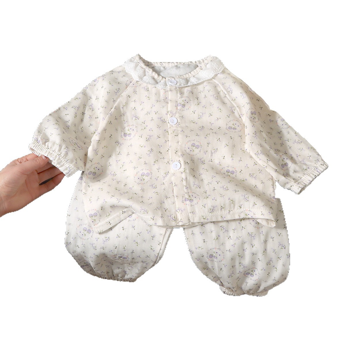2026 ropa de casa para niños niñas y niños gaza padre-hijo transpirable algodón pijama de manga larga dos piezas set de moda