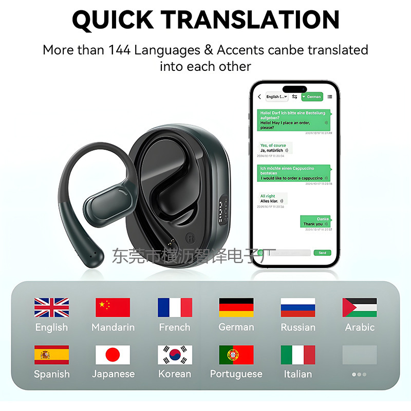 Cross-Border New Simultaneous Interpretation Permanent Free Translation Headset Ows Ear-Mounted Sports Small Coconut Ball Bluetooth Headset