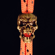 复古黄骷髅头个性刀坠EDC伞绳坠手电坠钥匙扣挂件DIY配饰挂坠批发