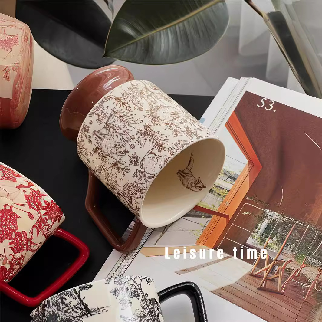 SUREON Taza de té de la tarde Taza de agua Taza de latte Regalo de nicho de estilo medieval