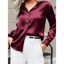 U 52937 Satin Shirt Women Long Sleeve Blouse ���泤�����