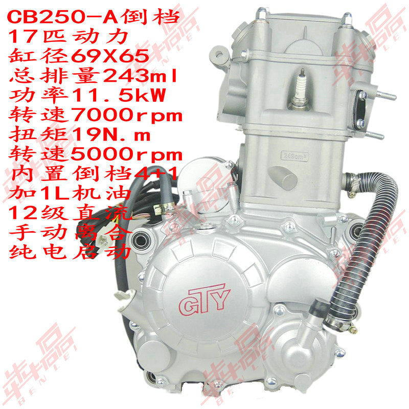 Benlei Zongshen Cb250-A Water-Cooled Built-In Reverse Gear 4+1 Atv Sidecar Motorcycle Engine