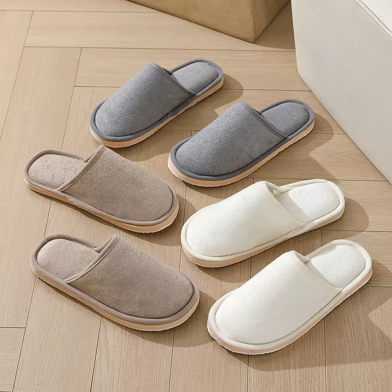 2025秋冬季纯色棉拖鞋女家居家百货保暖情侣拖鞋男发一件代发