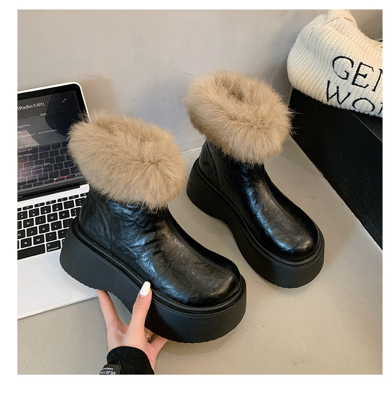 Botas finas elásticas con forro polar grueso y tacones altos, nuevas botas Martin de invierno 2024, zapatos de algodón cálidos para la nieve_voghion.com