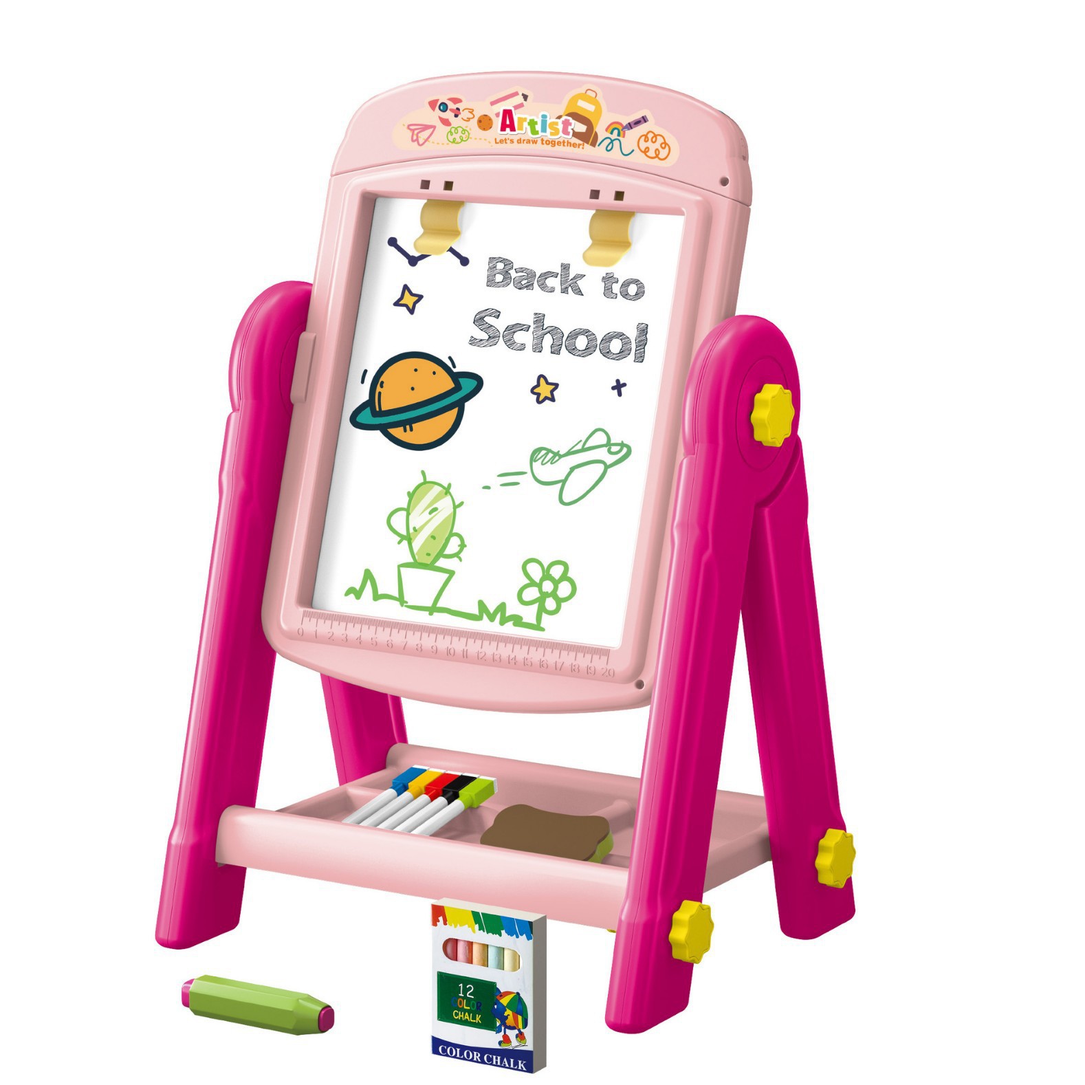 Nuevo tipo de tablero de dibujo infantil transfronterizo de doble cara borrable tablero tipo soporte de tablero de escritura de enseñanza para estudiantes de primaria