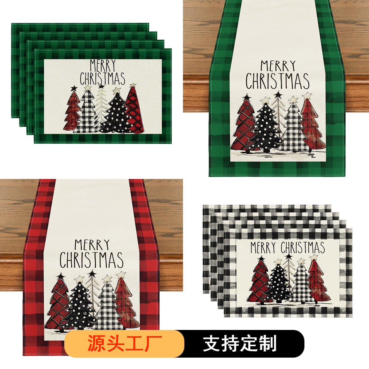 Navidad mantel Mesa corredor Lino árbol de Navidad impreso Toalla de mesa estera lavable antideslizante aislamiento térmico decoración de vacaciones