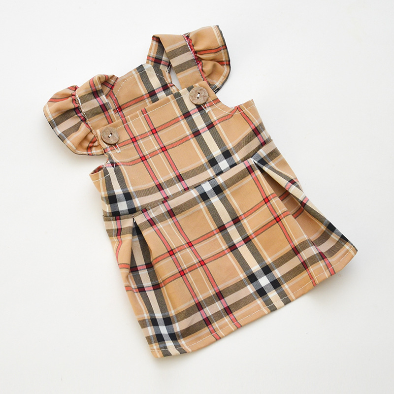 클래식 체크 무늬 스커트 스트랩 스타일