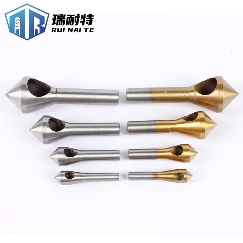 铝用斜孔倒角器高速钢镀钛斜孔内排屑倒角器带孔倒角刀0刃锪钻