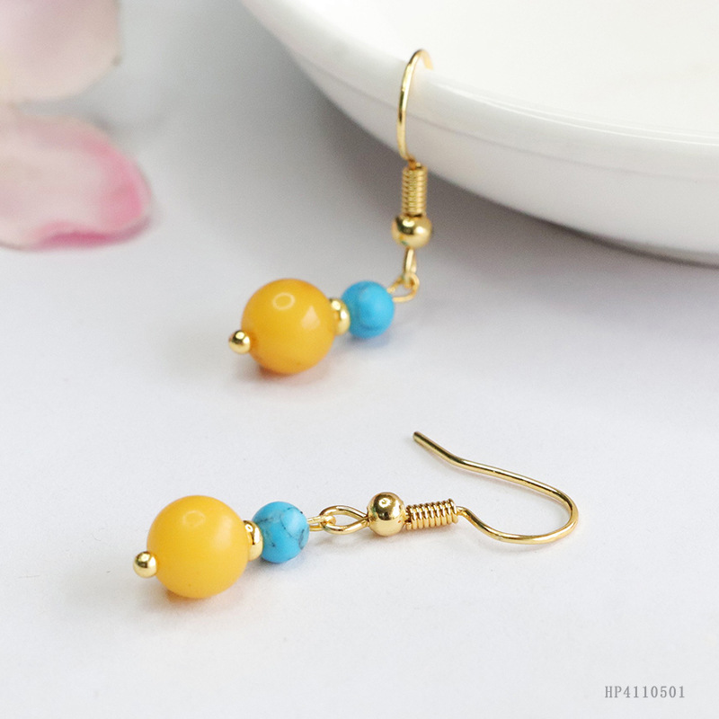 치킨오일 옐로우 밀랍 볼 귀걸이 (HP) 4110501 ）