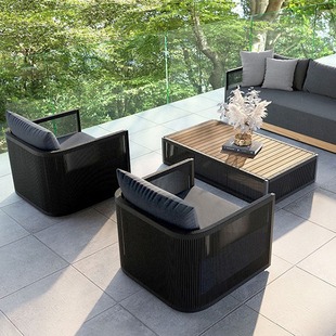 Outdoor Furniture Rattan Sofa Lounge Chair Garden Courtyard Open-Air Sun Room Hotel Living Room Sofa Cafe Sofa