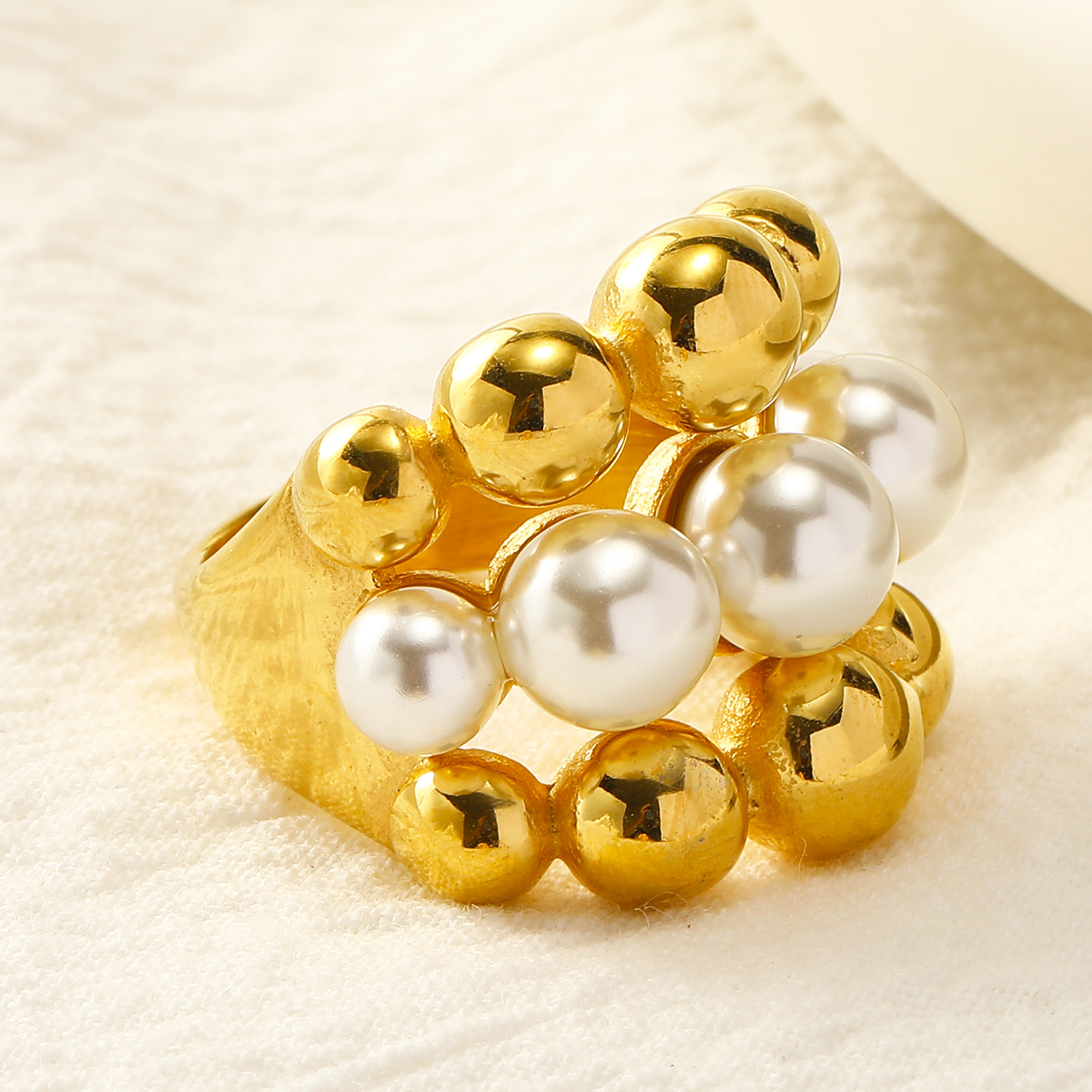 Rings Classification Real Gold Plated Geometric Flower 304 Stainless Steel Vintage Style Waterproof Non Tarnish Rings