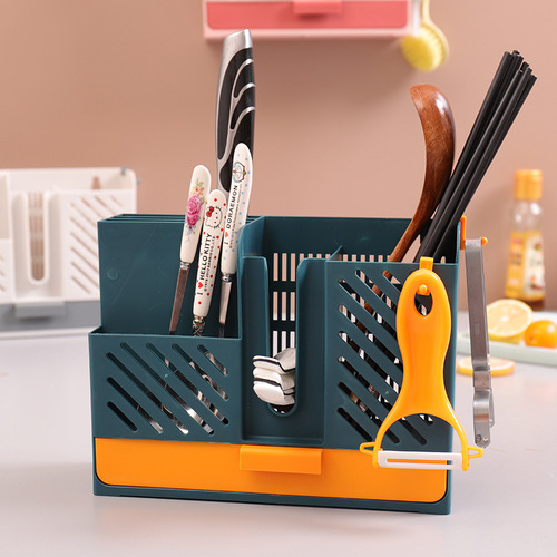 Kitchen chopstick basket household punch-free storage rack wall-mounted multi-functional tableware storage box chopstick barrel rack chopstick cage