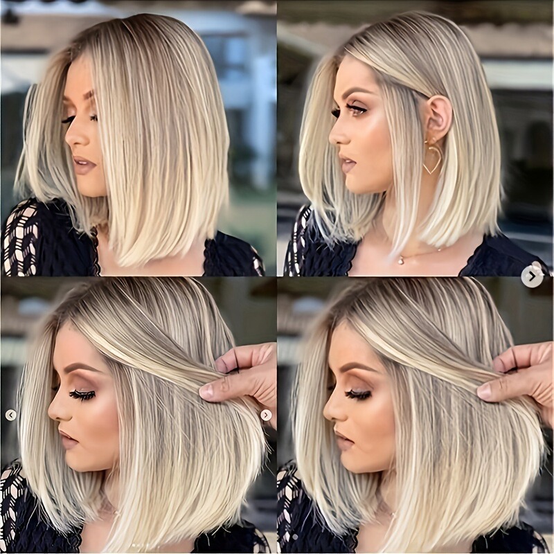 Cross-Border Wig European and American Women's Fashion High-Temperature Silk Chemical Fiber Headgear Brown Mixed Color Bob Short Hair Manufacturer Ready Stock