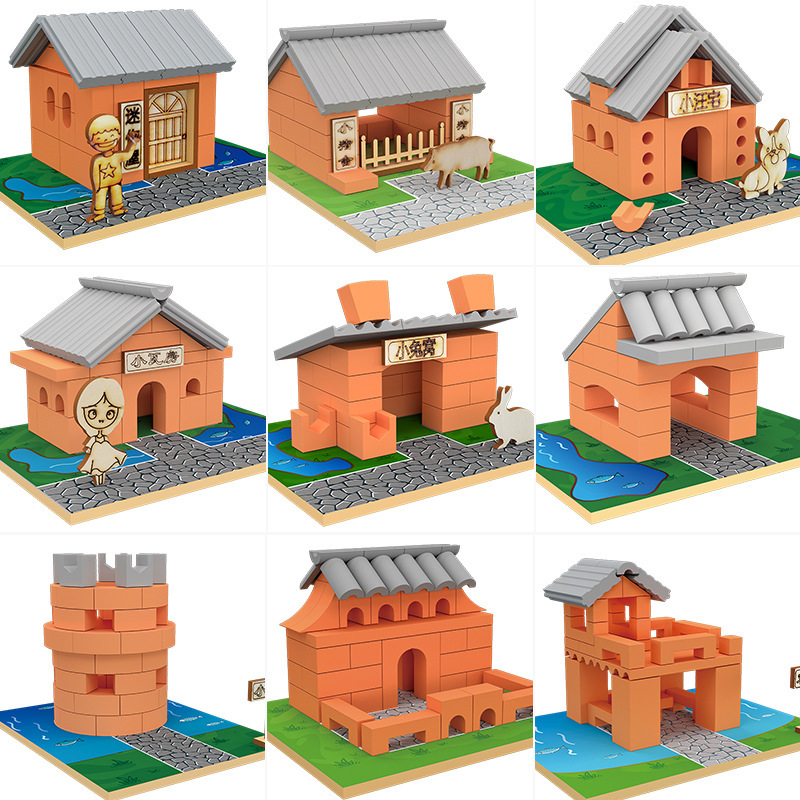 Mason kindergarten DIY cottage architect Villa simulation mini brick assembled children's house building toy