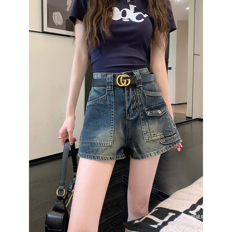 Plus-Size American-Style Denim Shorts for Women, Summer Thin High-Waisted Slimming Loose A-Line Straight Wide-Leg Hot Pants Plus-Size American-Style Denim Shorts for Women, Summer Thin High-Waisted Slimming Loose A-Line Straight Wide-Leg Hot Pants