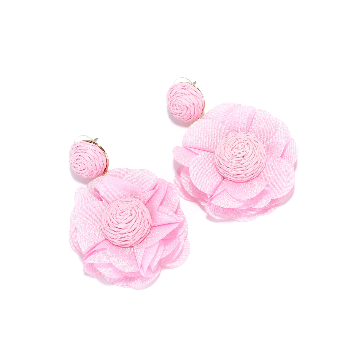 Elegant Sweet Flower Cloth Raffia Women's Drop Earrings 1 Pair display picture 11