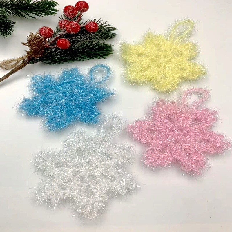 Christmas Gifts, Hand-Knitted Crystal Snowflake Decorations, Woolen Yarn, Christmas DIY Hanging Ornaments, Mini Supplies