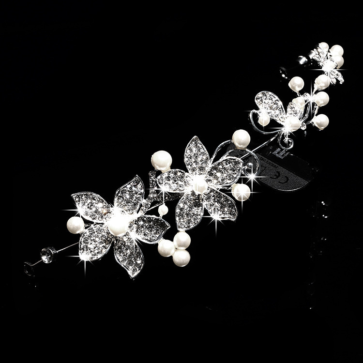 Diadema con corona de flores rosas estilo bosque, corona floral con perlas, corona nupcial, hermosa hecha a mano al estilo europeo. image 15