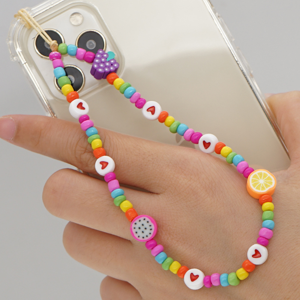 fashion letter beaded handwoven colorful beads mobile phone chainpicture1