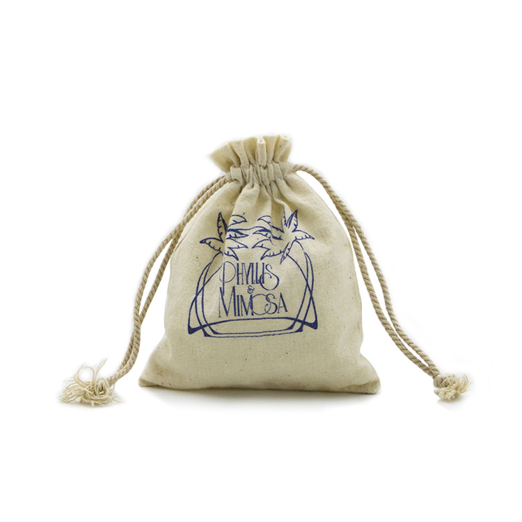 布艺纯棉原色束口袋 香水礼品首饰包装袋定做 盘珠袋拉绳 印logo