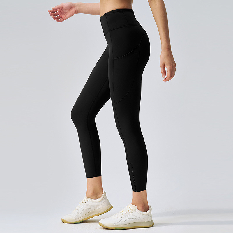 Pantalones de yoga lulu para mujer cintura alta modelado melocotón glúteos pantalones de fitness tiras reflectantes nailon 66 leggings deportivos 24"