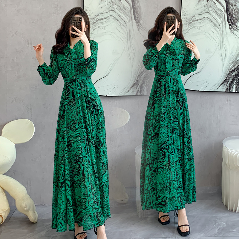 2026 New Cross-Border Women's Clothing Spring and Summer European and American Ankle-Length Beach Vacation Extra-Long Floor-Length Dress