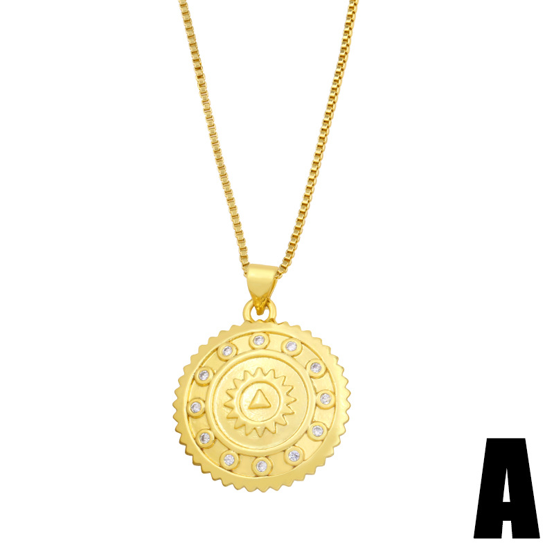 fashion letter sun copper zircon pendent necklace wholesale Nihaojewelry