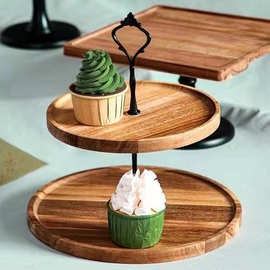 北欧甜品台摆件三层展示架点心甜品实木摆台二层三层木质蛋糕托盘