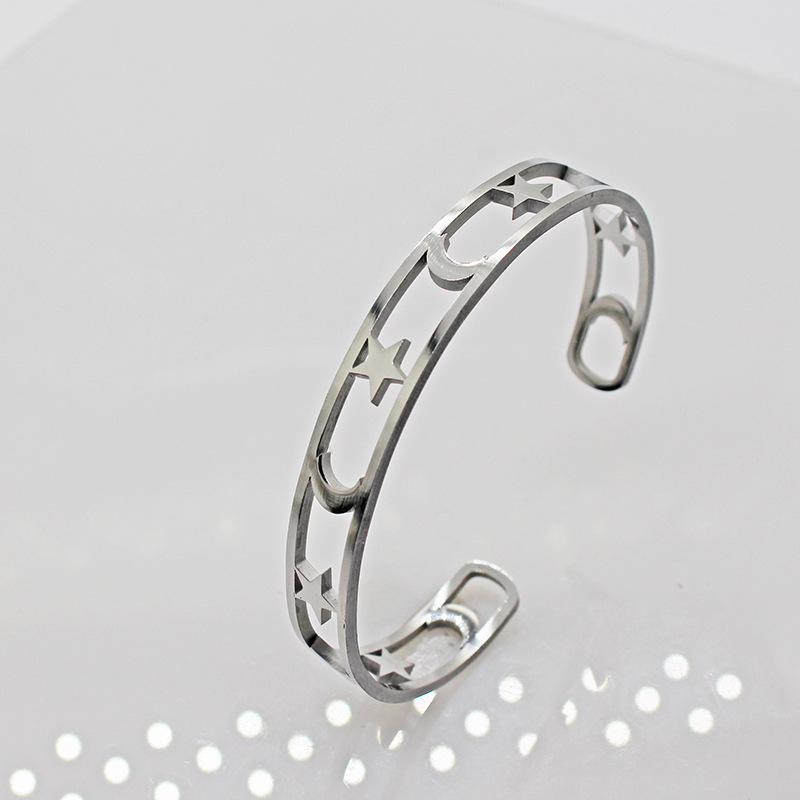 Fashion Star Moon Titanium Steel Plating Bangle