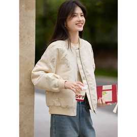 喜上眉梢金丝雪尼尔肌理感提花棒球服外套2025秋季棒球服