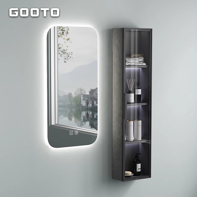 Smart Bathroom Mirror Cabinet Bathroom Defogging Mirror with Light with Storage Space Aluminum Wall-Mounted Mirror Cabinet Mirror Box No